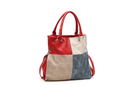 GESSY COLORBLOCK DOUBLE STRAP HANDBAG IN RED