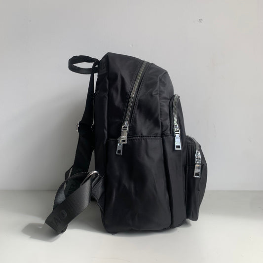 GESSY NYLON MULTI-LAYER BIG BACKPACK IN BLACK