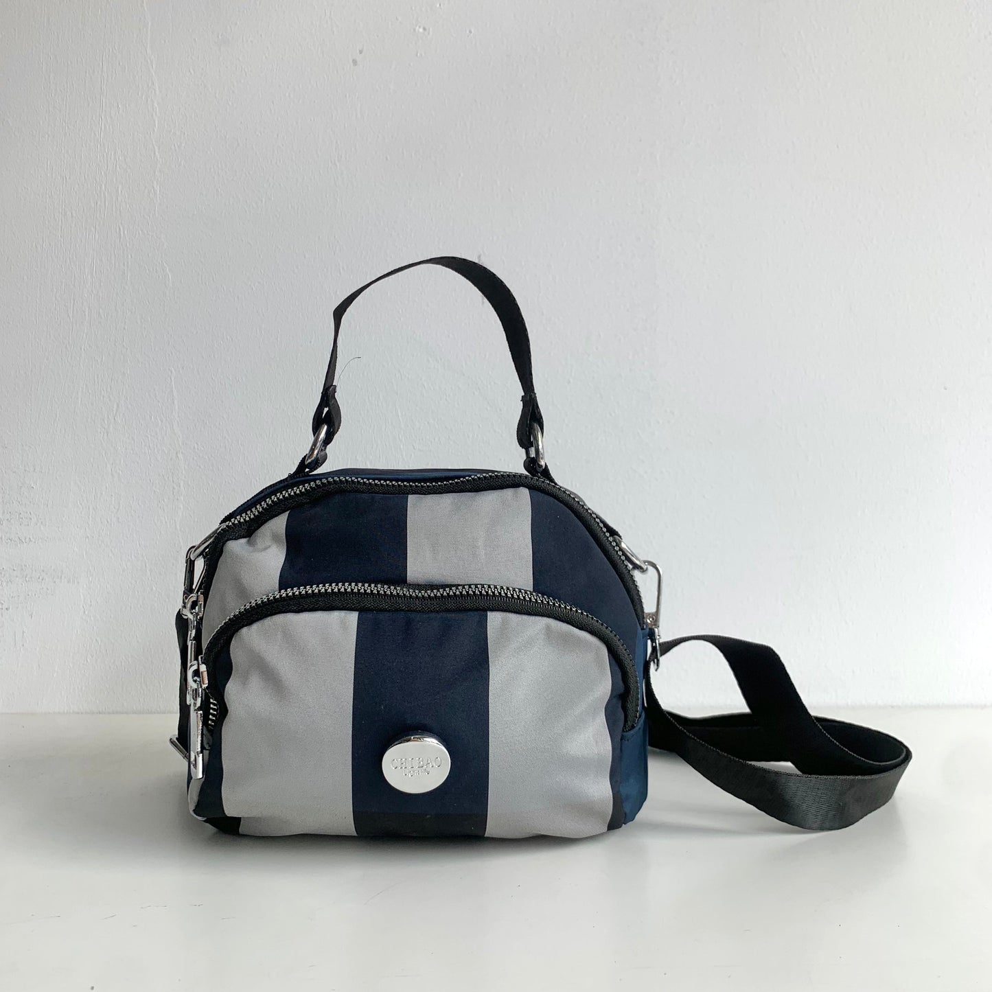 GESSY NYLON CHECKERED SMALL CROSSBODY BAG IN BLUE