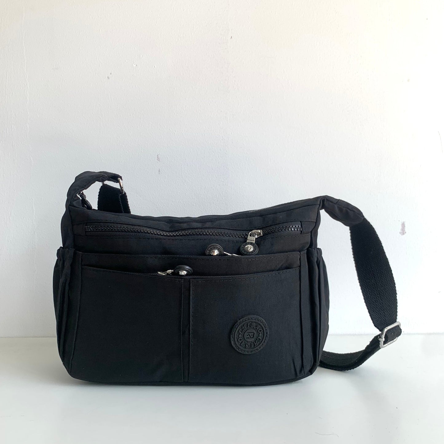 GESSY NYLON MULTIFUCTIONAL CROSSBODY BAG IN BLACK