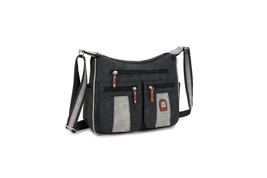 GESSY YOUTHFUL SQUARE HANDBAG IN BLACK/GREY