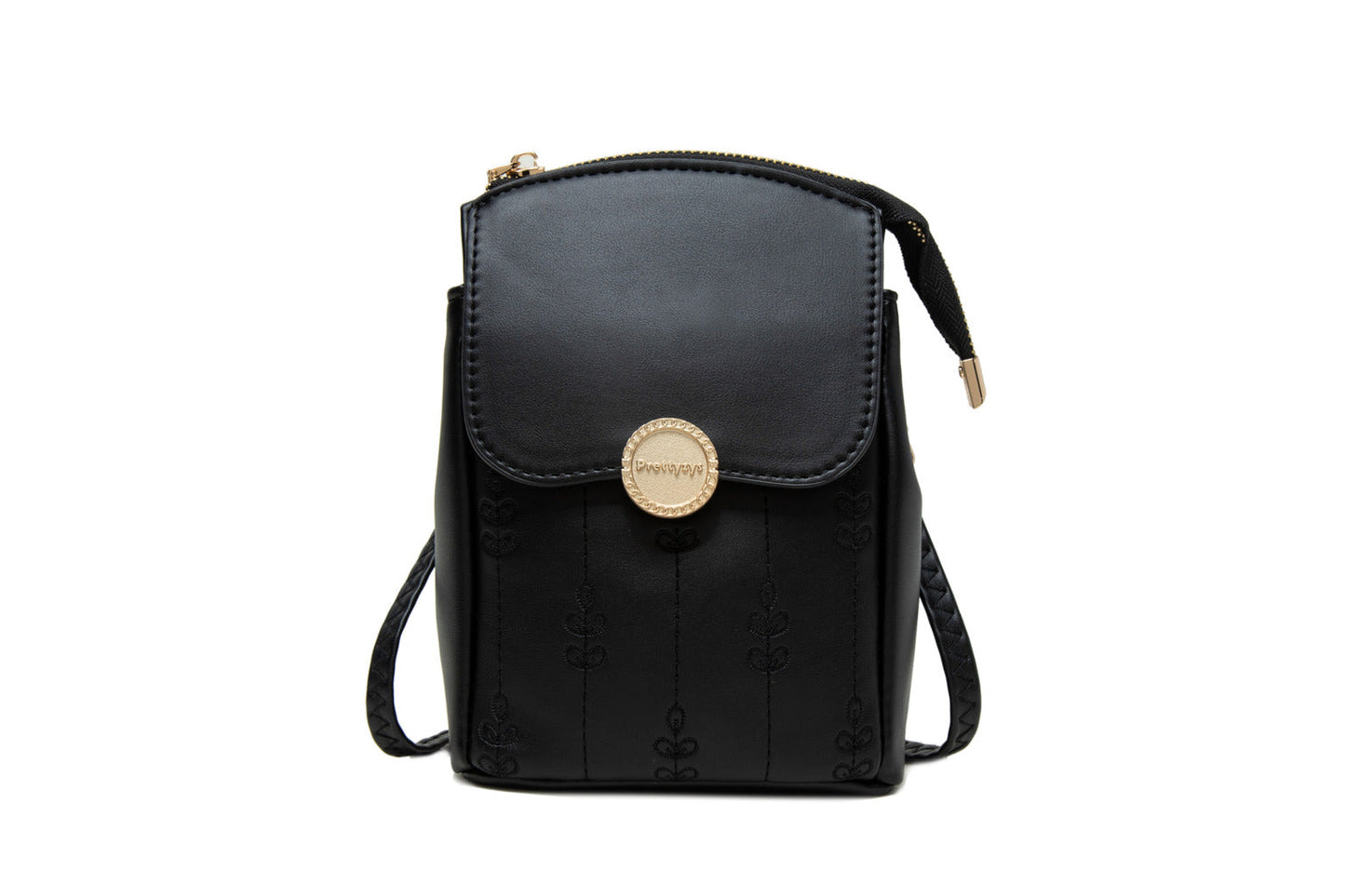 GESSY GRASS PRINT CROSS BODY PHONE BAG IN BLACK