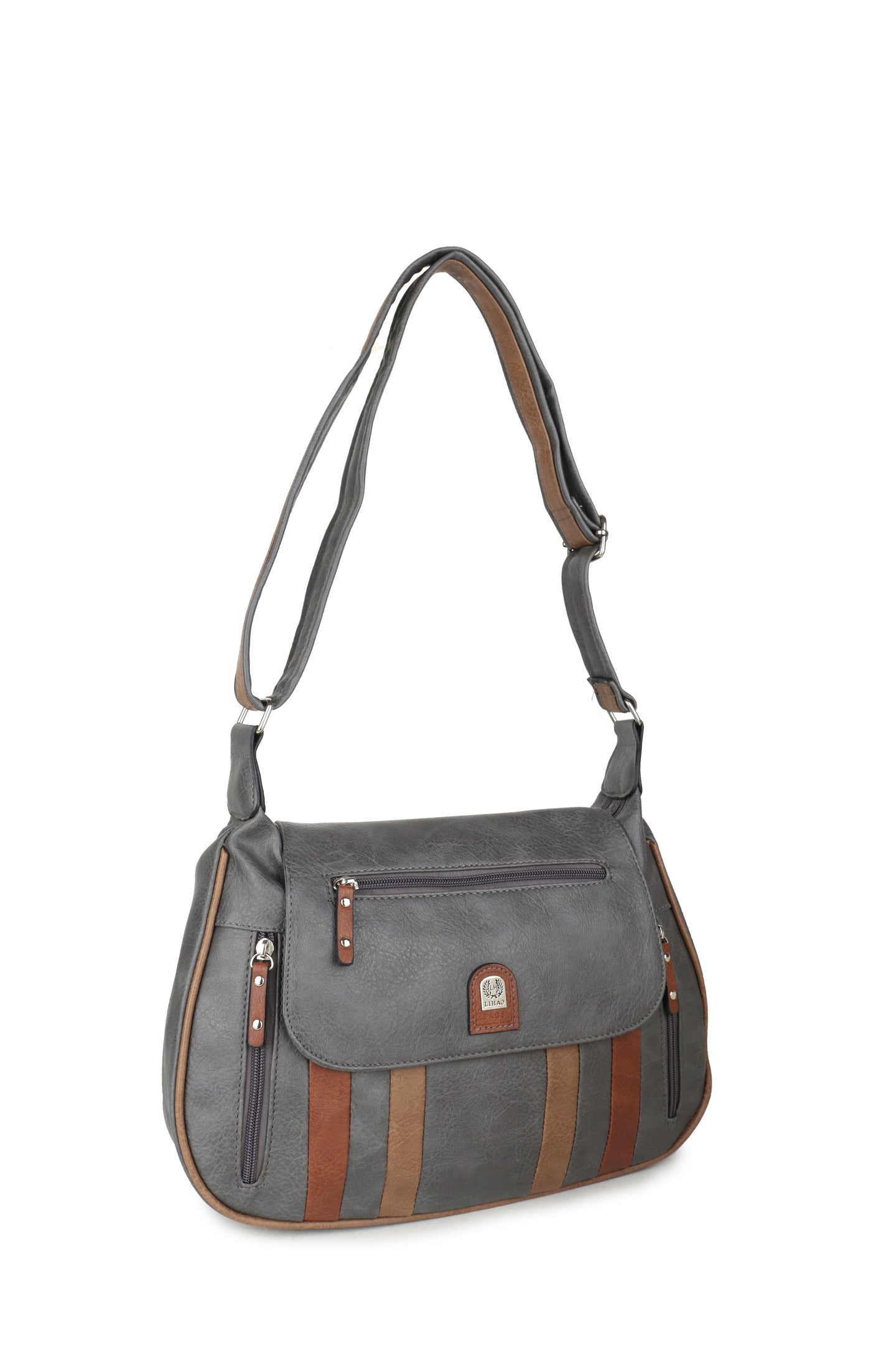 GESSY BIG CAPACITY COLORBLOCK HANDBAG IN GREY/K