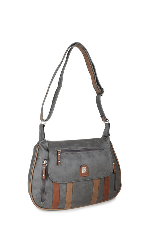 GESSY BIG CAPACITY COLORBLOCK HANDBAG IN GREY/K