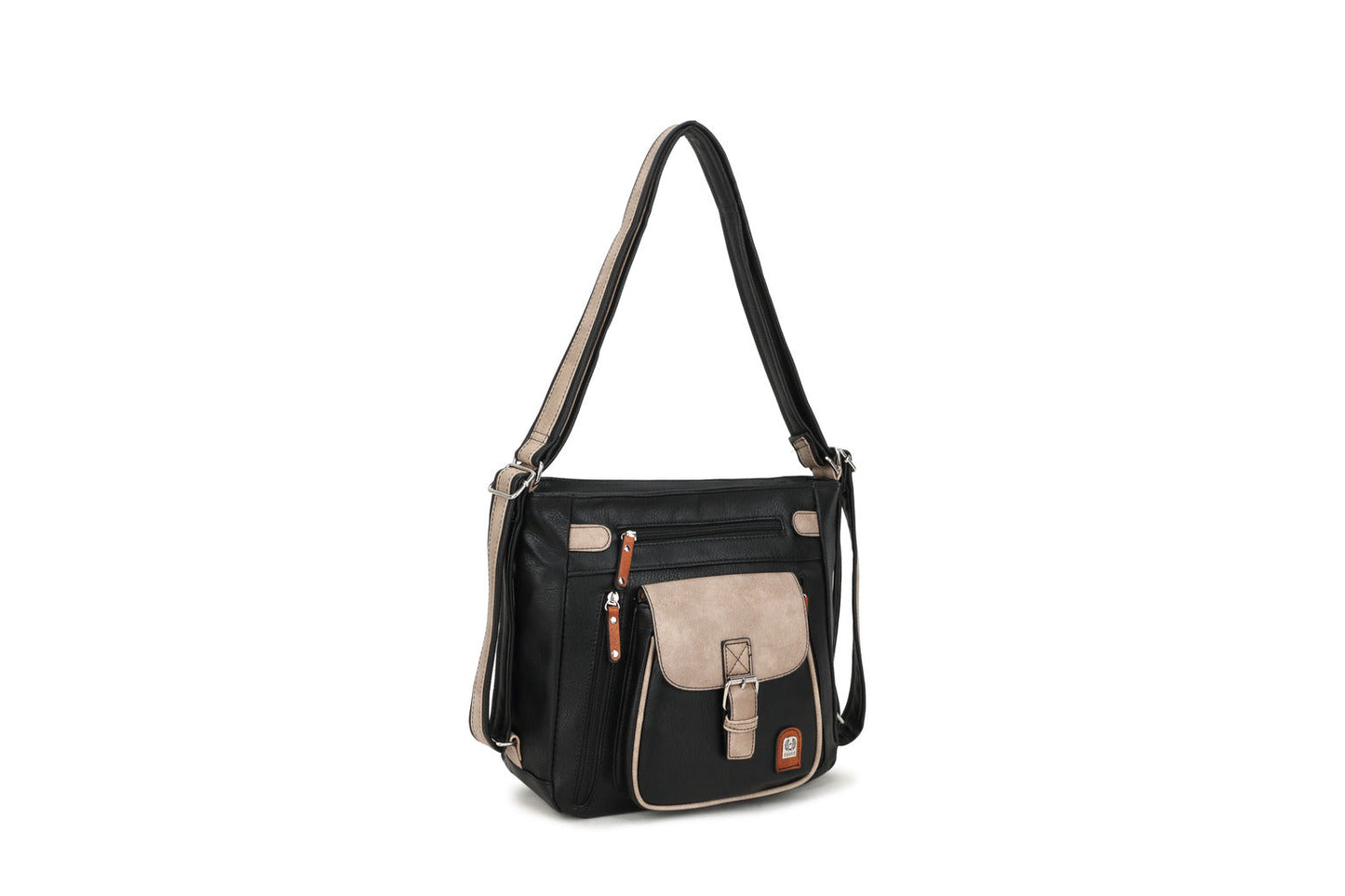 GESSY COLORBLOCK YOUTHFUL BAG IN BLACK/APRICOT