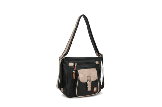 GESSY COLORBLOCK YOUTHFUL BAG IN BLACK/APRICOT