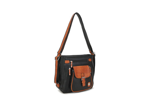 GESSY COLORBLOCK YOUTHFUL BAG IN BLACK/BROWN