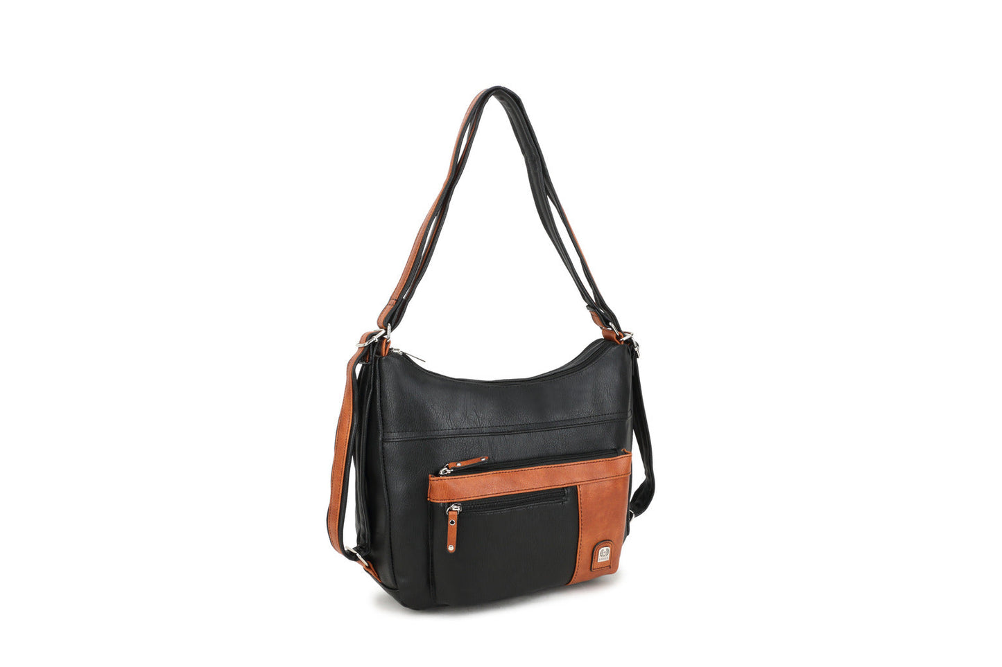 GESSY COLORBLOCK HANDBAG IN BLACK/BROWN