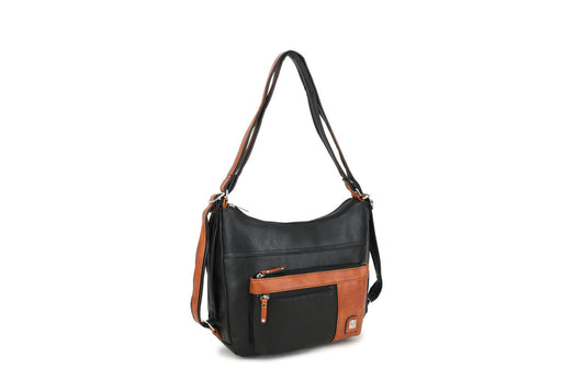 GESSY COLORBLOCK HANDBAG IN BLACK/BROWN