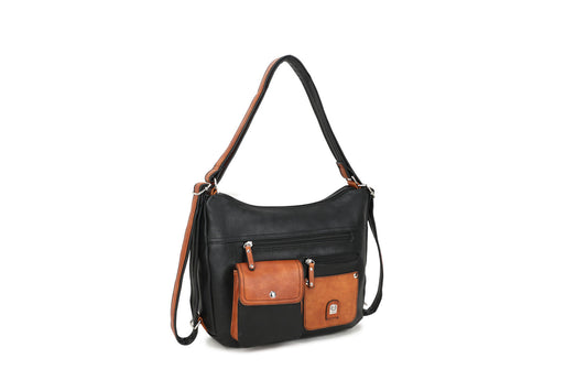 GESSY COLORBLOCK BAG IN BLACK/BROWN