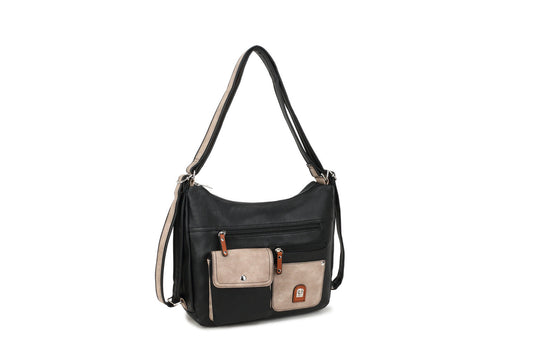 GESSY COLORBLOCK BAG IN BLACK/APRICOT
