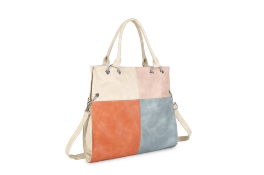 GESSY COLORBLOCK DOUBLE STRAP HANDBAG IN BRIGE