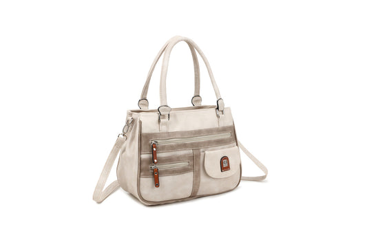 GESSY COLORBLOCK ZIP BAG IN BEIGE
