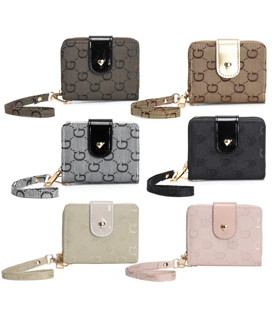 GESSY RETRO LOGO PRINT SHORT PURSE IN GREY
