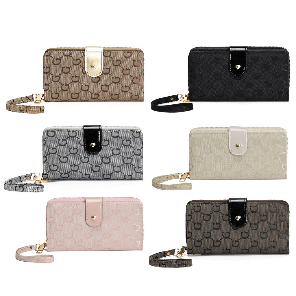 GESSY RETRO LOGO PRINT LONG PURSE IN PINK