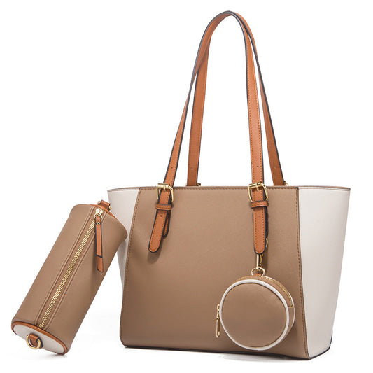 GESSY 3 PCS SET TOTE HANDBAG WITH COIN PURSE IN KHAKI
