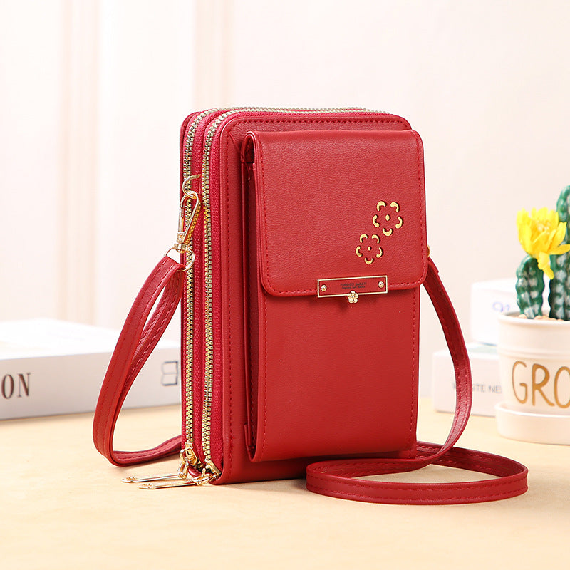 GESSY FUCTIONAL CROSSBODY CELLPHONE BAG IN RED