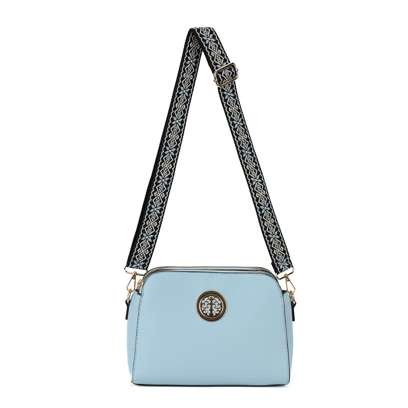 GESSY MULTI-LAYER CROSS BODY BAG WITH PATTERNED STRAP