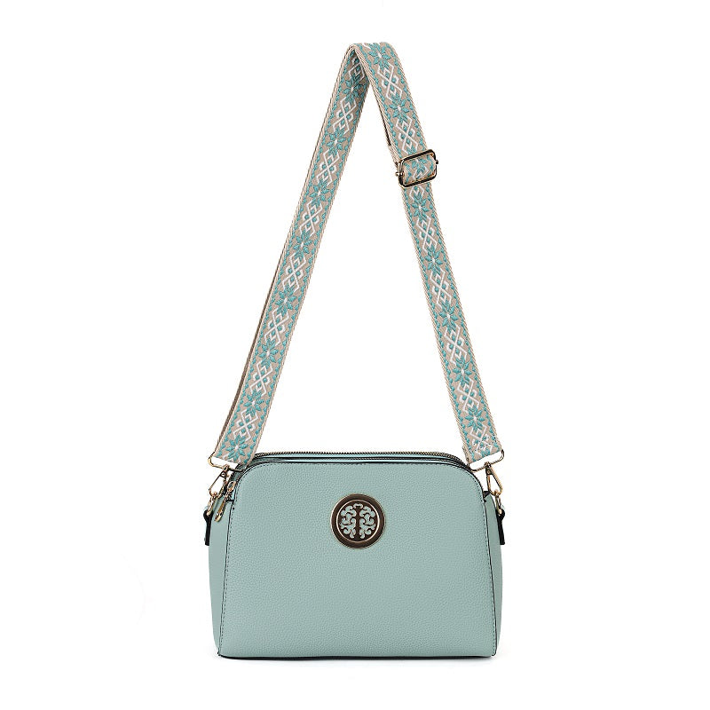 GESSY MULTI-LAYER CROSS BODY BAG WITH PATTERNED STRAP