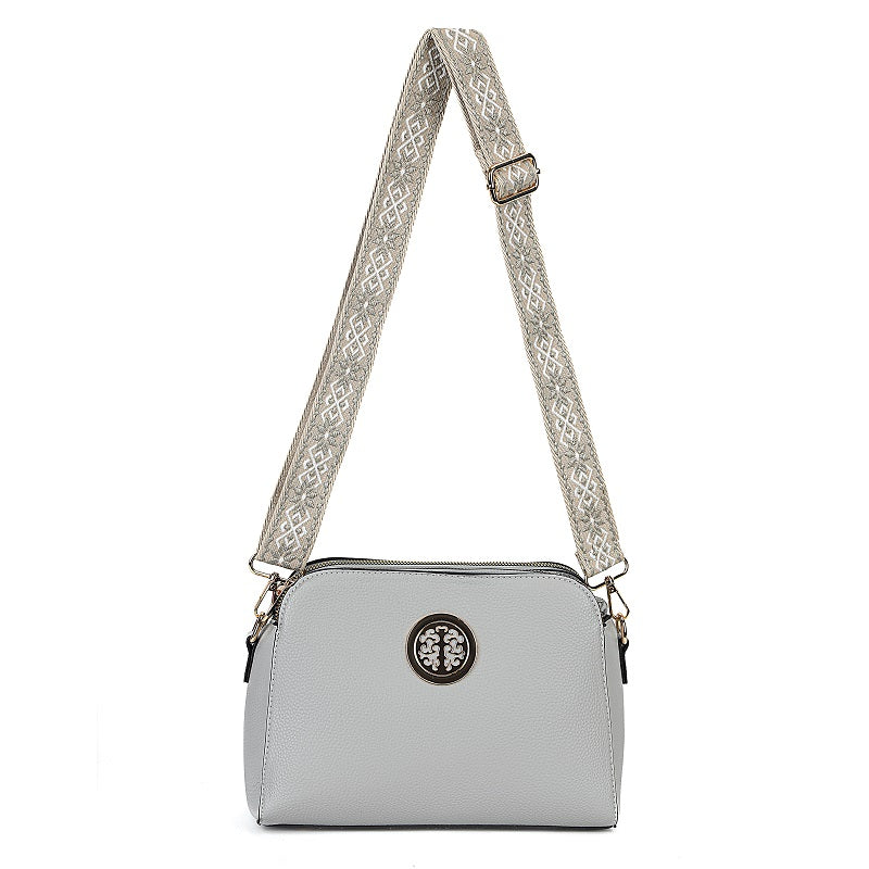 GESSY MULTI-LAYER CROSS BODY BAG WITH PATTERNED STRAP