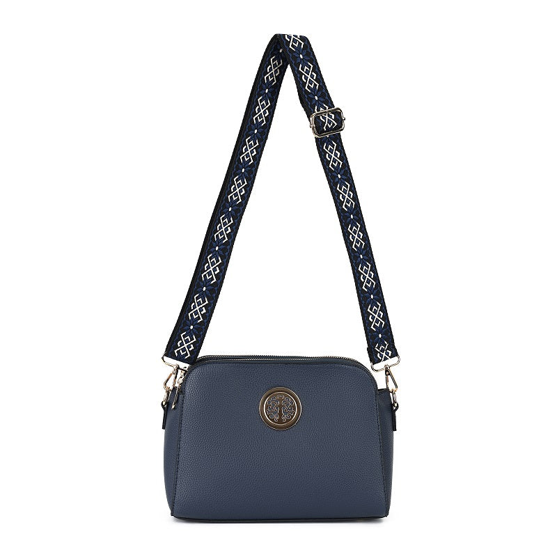 GESSY MULTI-LAYER CROSS BODY BAG WITH PATTERNED STRAP