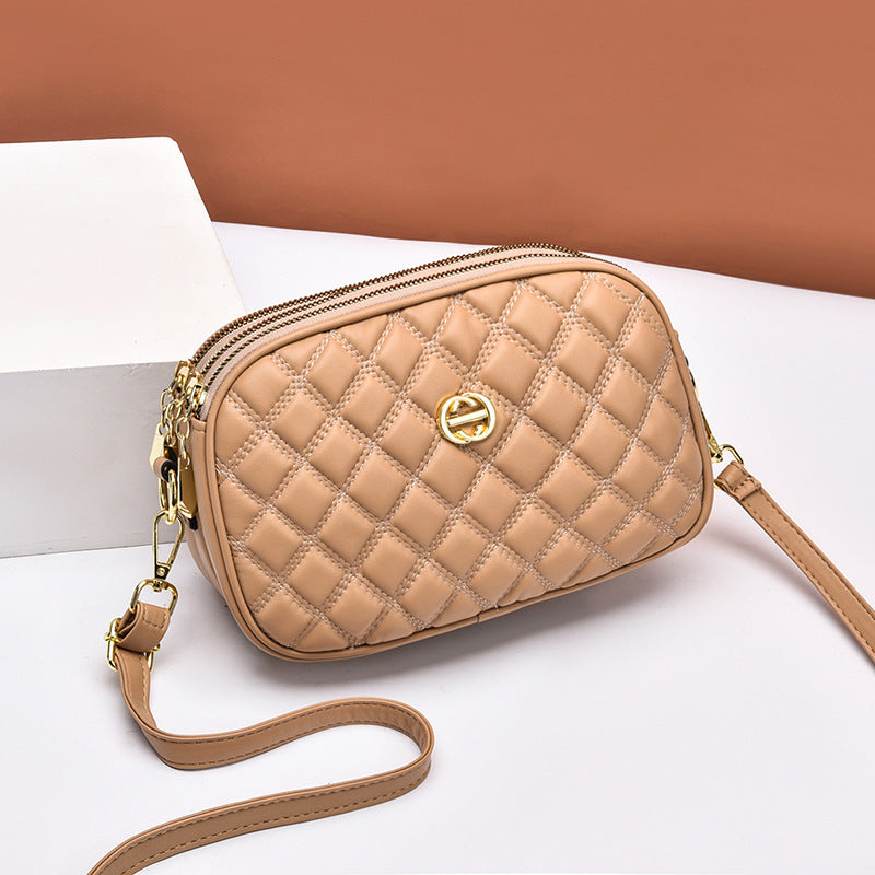 GESSY QUILTED DIAMOND SHAPE CROSSBODY BAG IN KHAKI