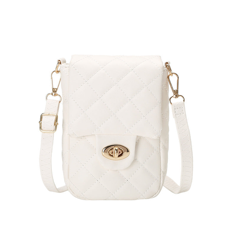 GESSY QUILTED DIAMOND SHAPE PATTERN TWIST LOCKER CROSS BODY PHONE BAG