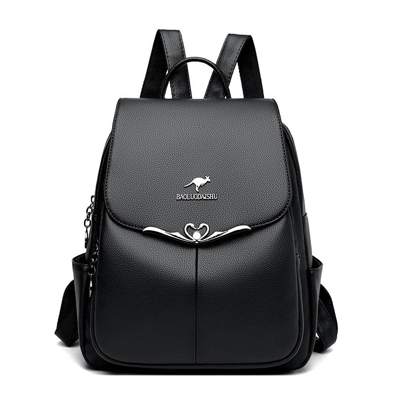 GESSY FAUX LEATHER KANGAROO LOGO FLAP BACKPACK