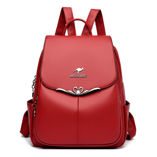 GESSY FAUX LEATHER KANGAROO LOGO FLAP BACKPACK