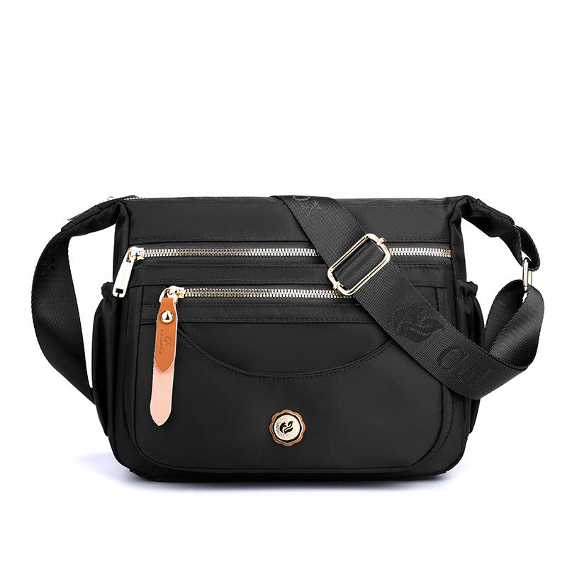 GESSY NYLON DOUBLE-ROW ZIP CROSSBODY BAG