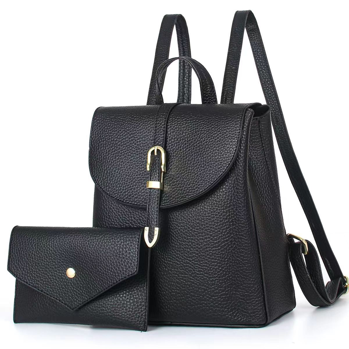 GESSY FAUX LEATHER FLAP BACKPACK