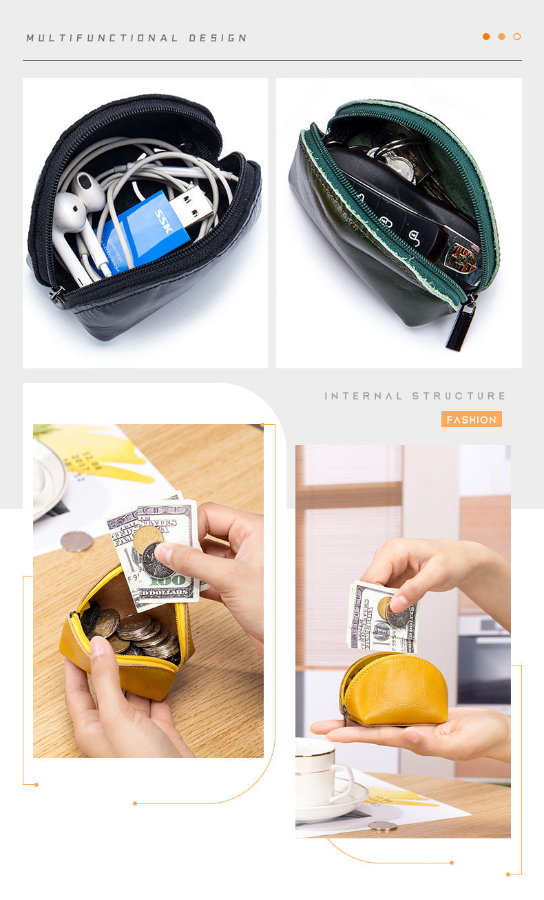 GESSY SHELL SHAPED LEATHER COIN PURSE