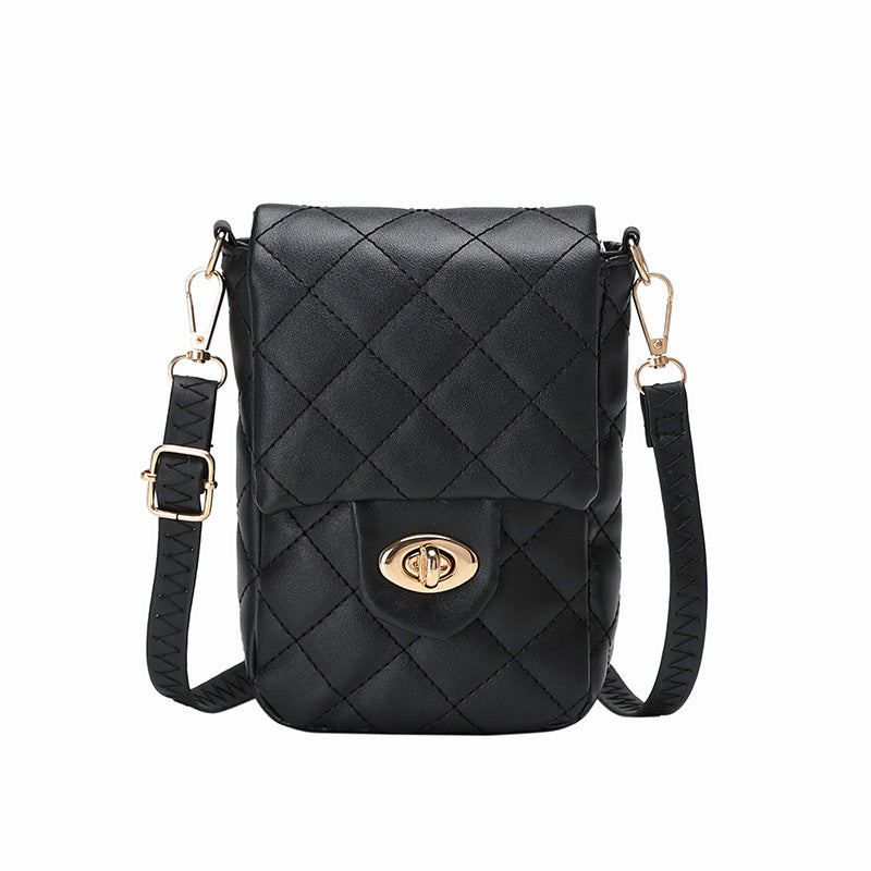 GESSY QUILTED DIAMOND SHAPE PATTERN TWIST LOCKER CROSS BODY PHONE BAG