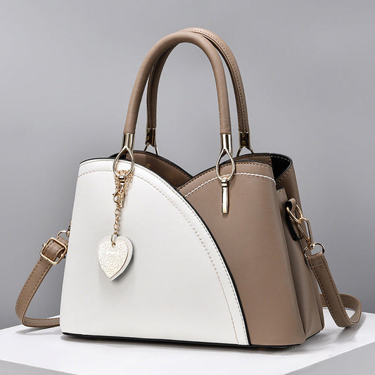 GESSY COLORBLOCK HEART SHAPE BAG IN KHAKI