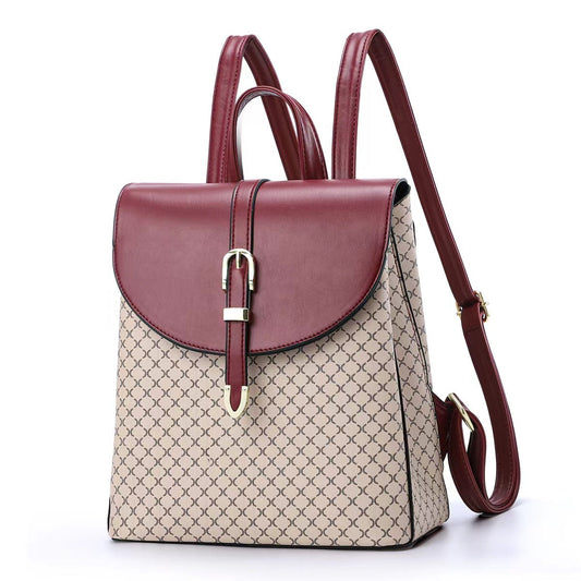 GESSY LATTICES PRINT FLAP BACKPACK IN RED
