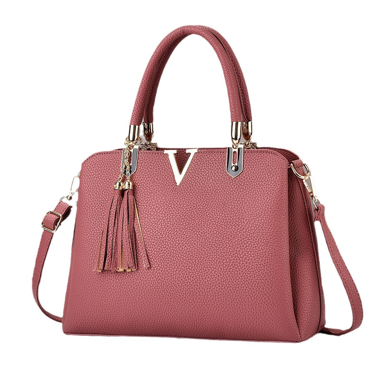 GESSY V LETTER TASSEL DECOR TOTE BAG
