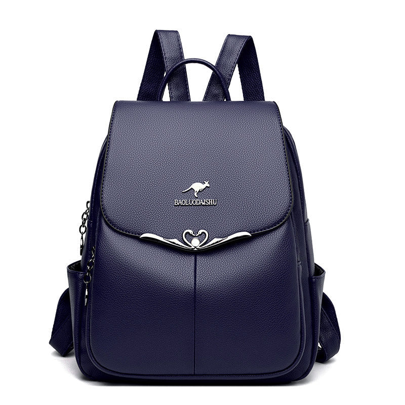 GESSY FAUX LEATHER KANGAROO LOGO FLAP BACKPACK