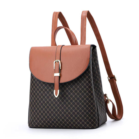 GESSY LATTICES PRINT FLAP BACKPACK IN YELLOW