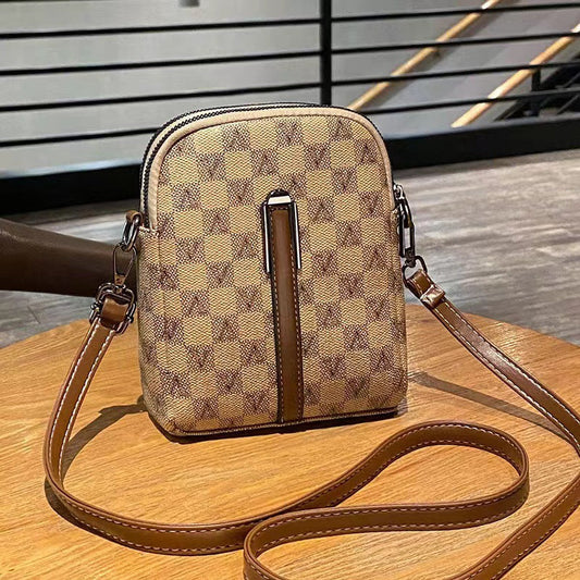 GESSY CLASSIC CHECKERED PRINTED ZIP-LOCK IN  KHAKI