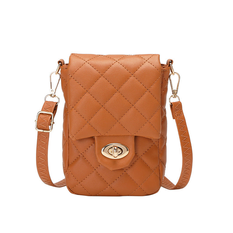 GESSY QUILTED DIAMOND SHAPE PATTERN TWIST LOCKER CROSS BODY PHONE BAG