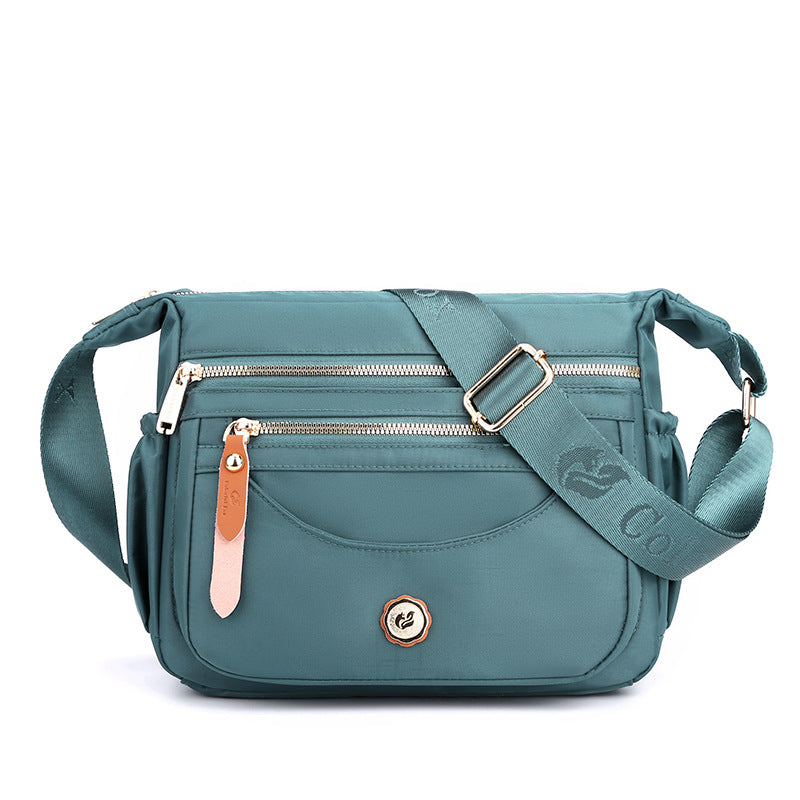 GESSY NYLON DOUBLE-ROW ZIP CROSSBODY BAG