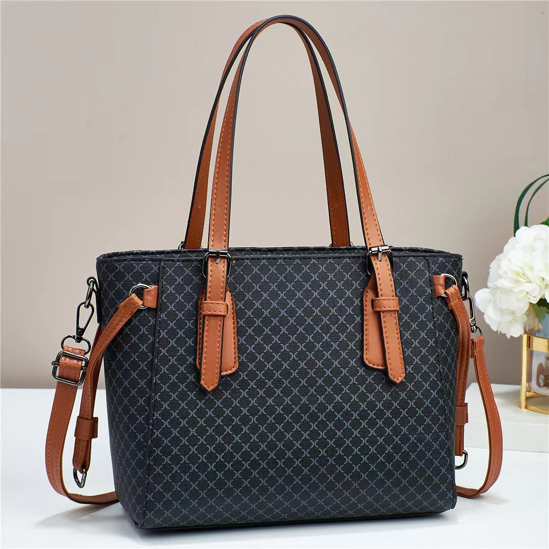 GESSY CLASSIC PRINT VERSATILE TOTE BAG IN BLACK
