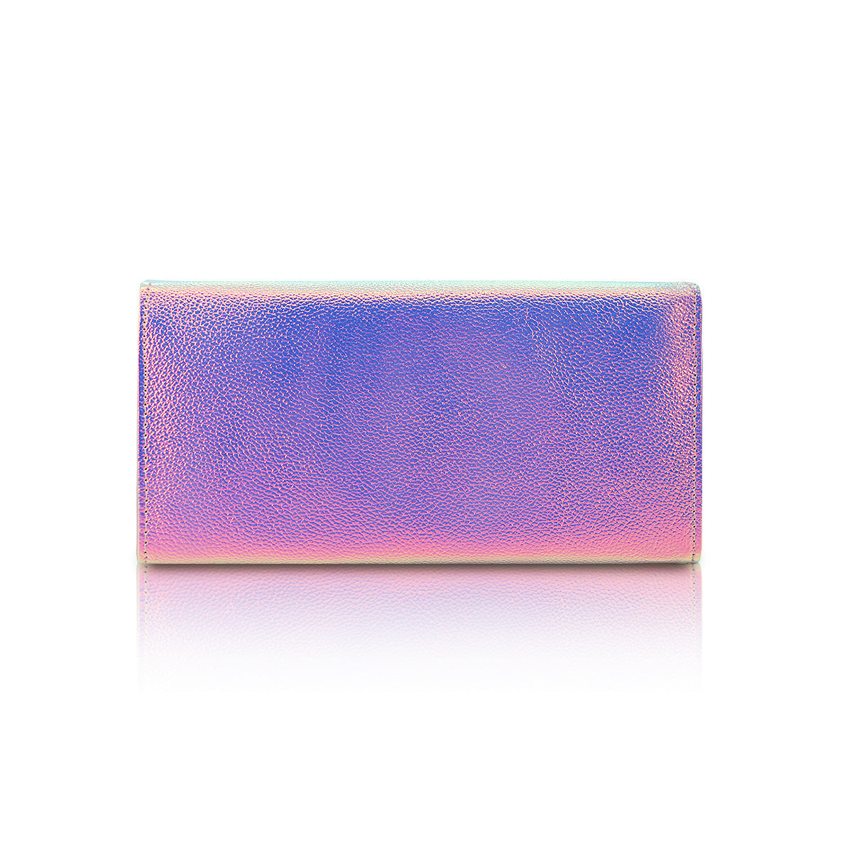 GESSY SOLID METALLIC LONG FOLD PURSE IN LASER PINK