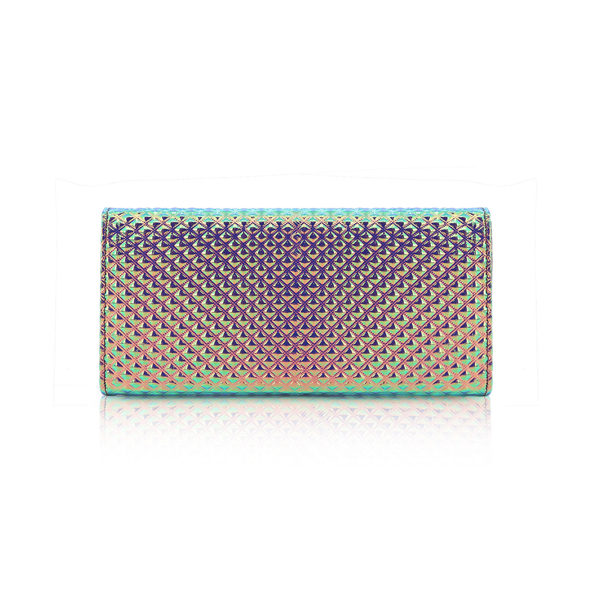 GESSY GEOMETRIC METALLIC LONG FOLD PURSE IN LASER PINK