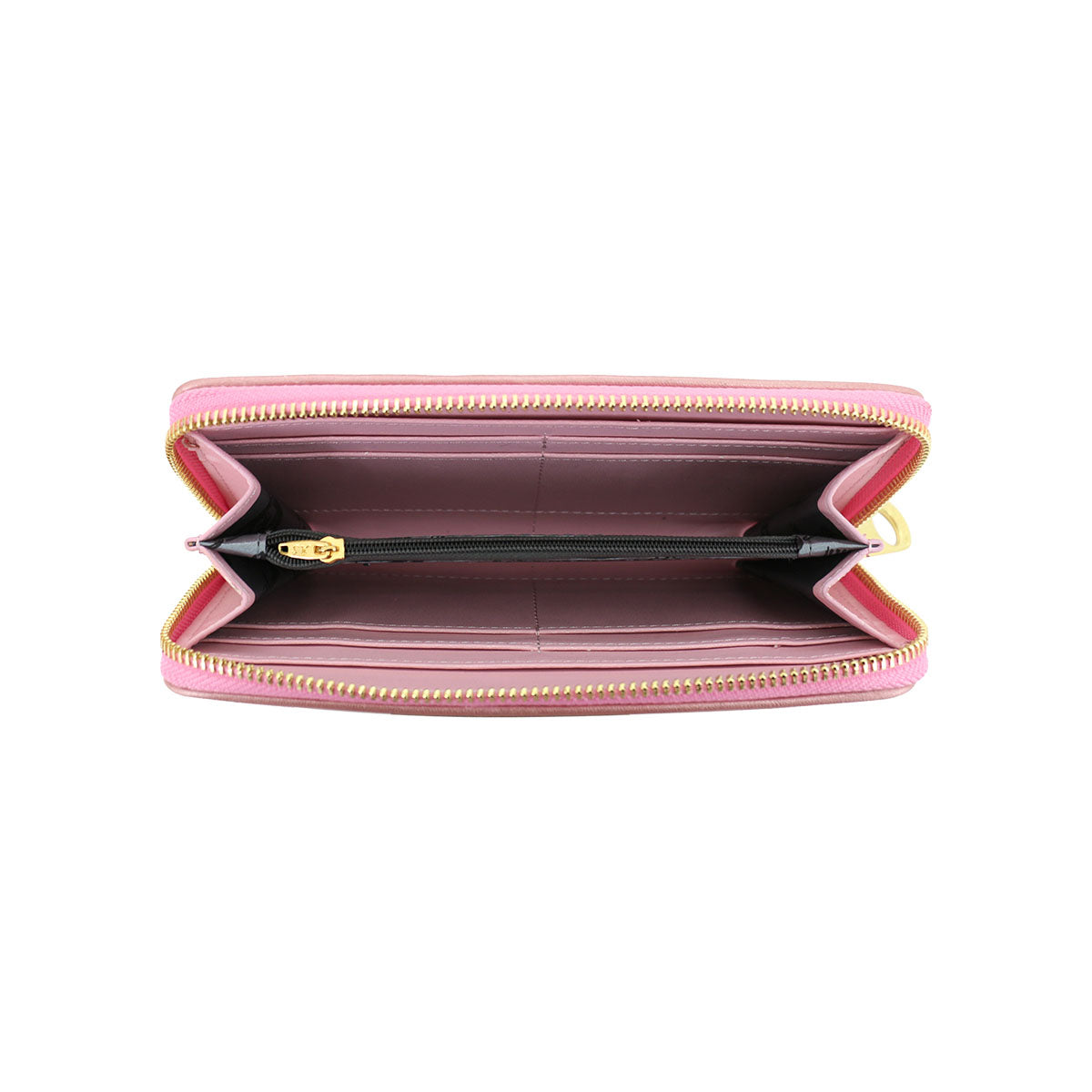 GESSY SINGLE ZIP SOLID METALLIC LONG PURSE IN LASER PINK