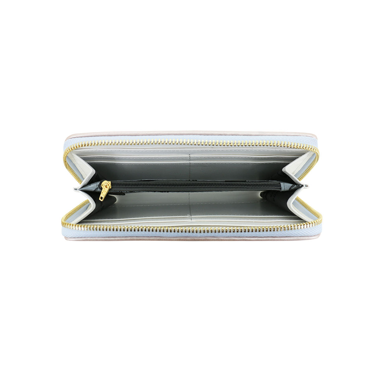 GESSY SINGLE ZIP SOLID METALLIC LONG PURSE IN LASER WHITE