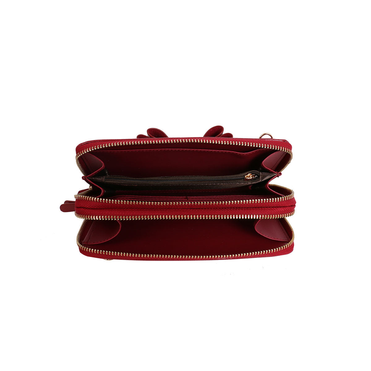 LYDC BOW DETAILED PURSE IN WINE RED