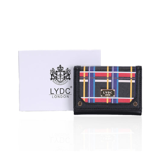 LYDC MULTICOLOUR GEOMETRIC MINI PURSE IN BLACK & RED&YELLOW