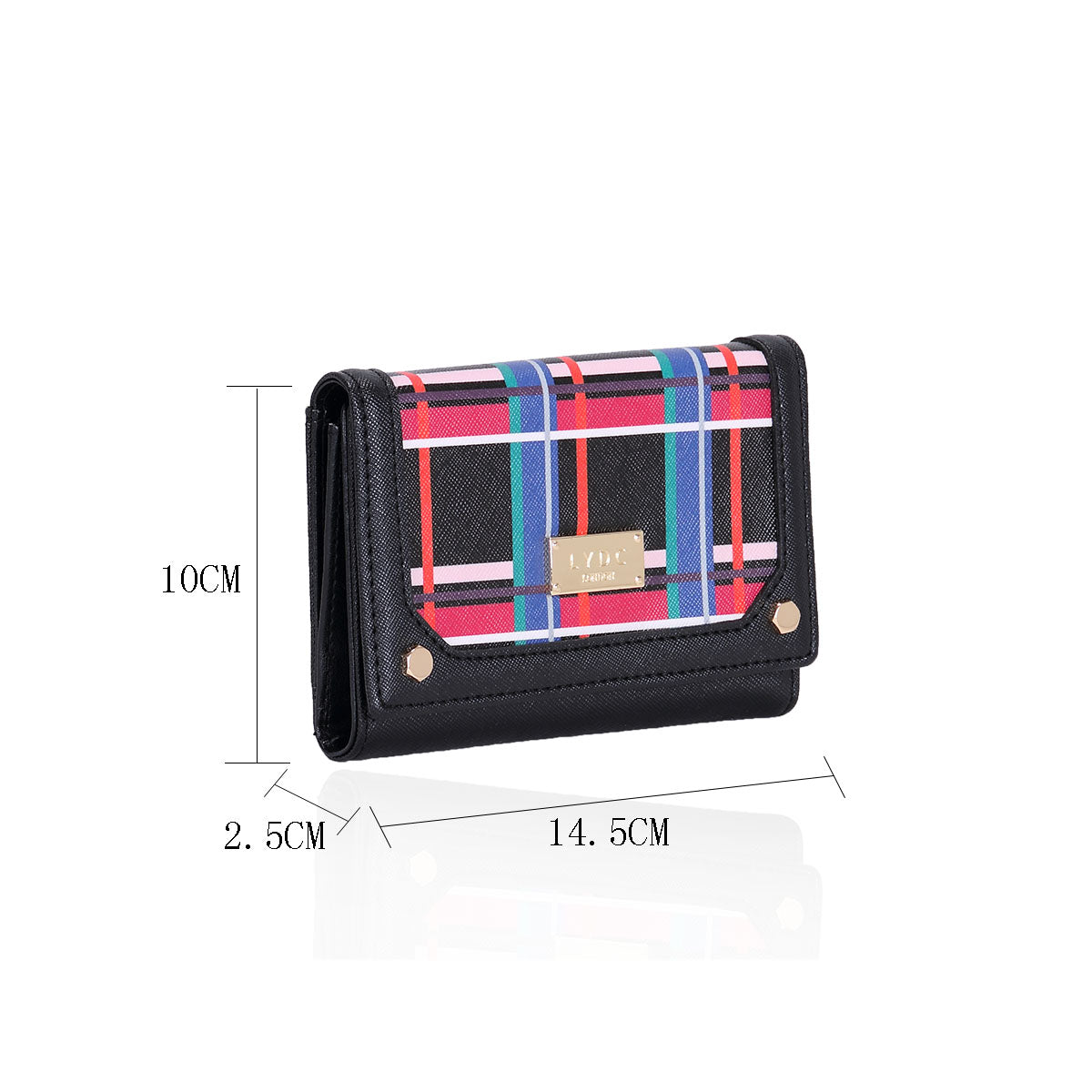 LYDC MULTICOLOUR GEOMETRIC MINI PURSE IN BLACK & RED&YELLOW