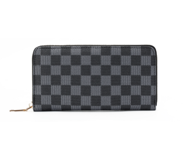 GESSY LOGO PRINT LONG PURSE WITH BOW TIE IN GREY